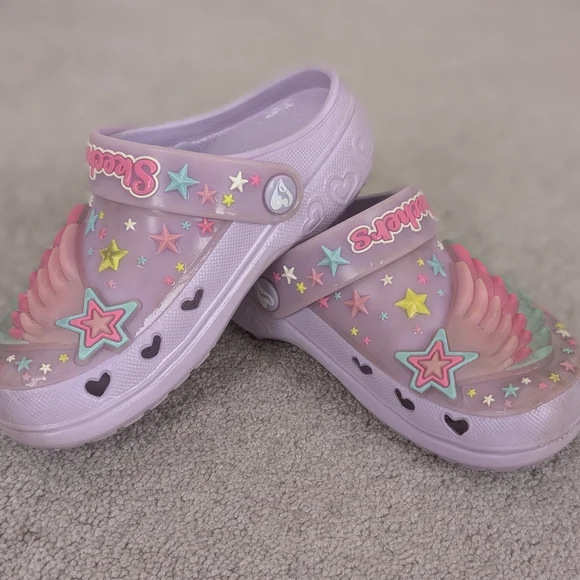Skechers Light-Up Lavender Clogs with Pink & Mint Winged Stars - Picture 4 of 6